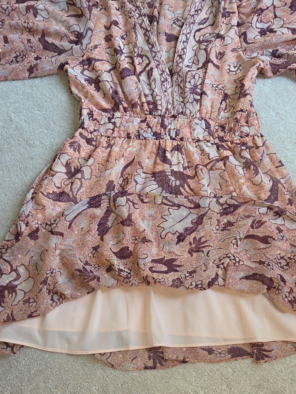 Floral Dress, Pinks & Mauves, Long Sleeve Size Medium - Picture 6 of 7
